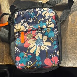 Floral Crossbody Bag - Black and Multicolor